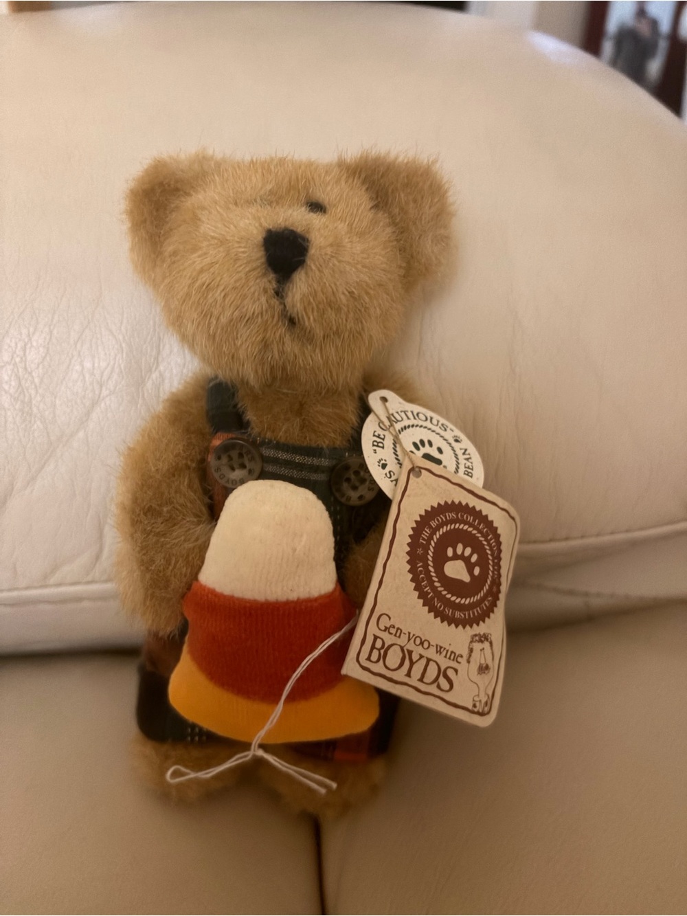 Boyds Bears Tan Plush Bear with Candy Corn Accessory